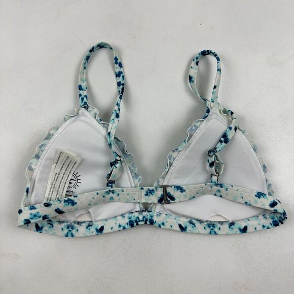 Hollister Blue Tie Dye Swim Bikini Top Triangle Spaghetti Strap Adjustable Sz M - Picture 5 of 8